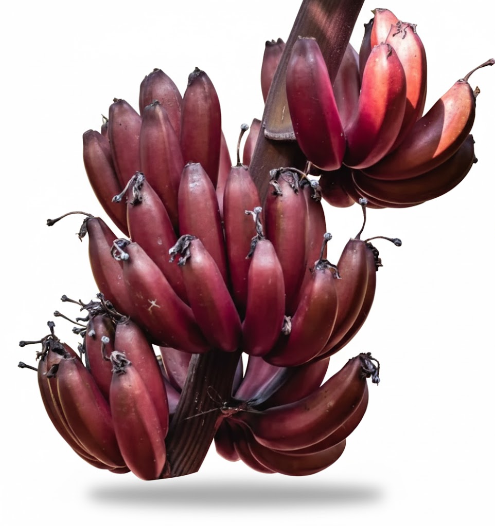 Bananier dwarf ‘Red Dacca’ (Musa) – bananes à peau rouge, chair sucrée, variété exotique très décorative – Tropico-Québec